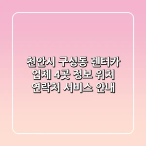 천안시 구성동 렌터카 업체 4곳 정보 - 위치, 연락처, 서비스 안내