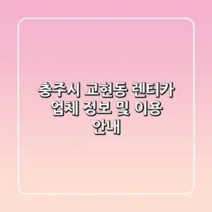 충주시 교현동 렌터카 업체 정보 및 이용 안내