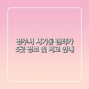 정주시 시기동 렌터카 5곳 정보 및 비교 안내