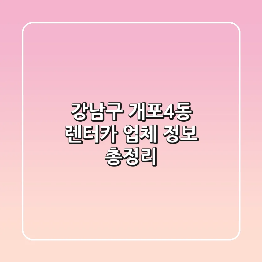 강남구 개포4동 렌터카 업체 정보 총정리