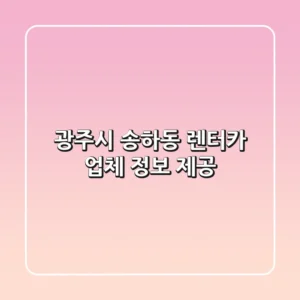 광주시 송하동 렌터카 업체 정보 제공