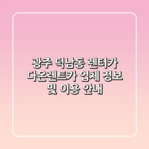 광주 덕남동 렌터카: 다온렌트카 업체 정보 및 이용 안내