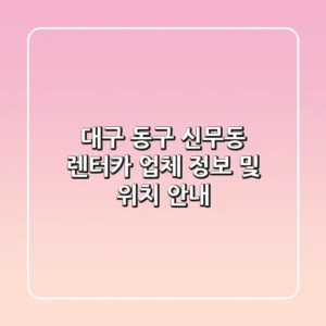 대구 동구 신무동 렌터카 업체 정보 및 위치 안내