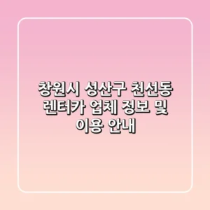 창원시 성산구 천선동 렌터카: 업체 정보 및 이용 안내