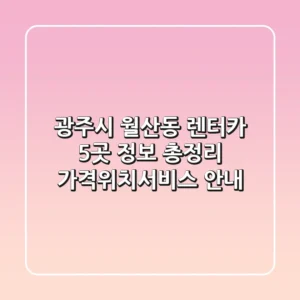 광주시 월산동 렌터카 5곳 정보 총정리 - 가격/위치/서비스 안내