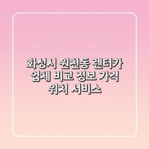 화성시 원천동 렌터카 업체 비교 정보 - 가격, 위치, 서비스