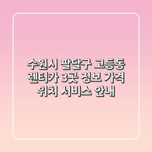 수원시 팔달구 고등동 렌터카 3곳 정보 - 가격, 위치, 서비스 안내