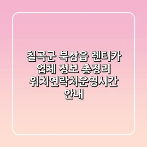 칠곡군 북삼읍 렌터카 업체 정보 총정리 - 위치/연락처/운영시간 안내