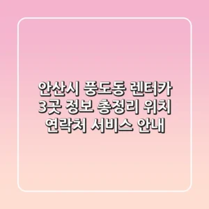 안산시 풍도동 렌터카 3곳 정보 총정리 - 위치, 연락처, 서비스 안내