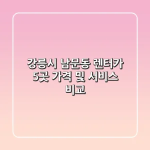 강릉시 남문동 렌터카 5곳 가격 및 서비스 비교