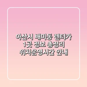 아산시 배미동 렌터카 1곳 정보 총정리 - 위치/운영시간 안내