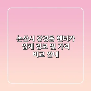 논산시 강경읍 렌터카 업체 정보 및 가격 비교 안내