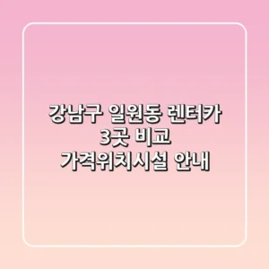 강남구 일원동 렌터카 3곳 비교 - 가격/위치/시설 안내