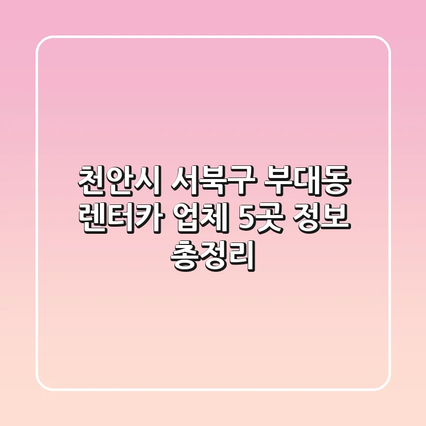 천안시 서북구 부대동 렌터카 업체 5곳 정보 총정리