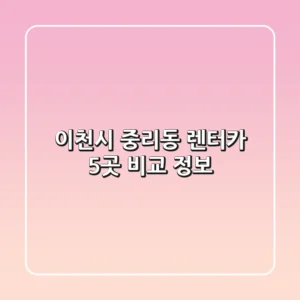 이천시 중리동 렌터카 5곳 비교 정보