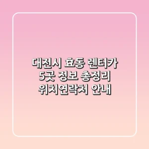 대전시 효동 렌터카 5곳 정보 총정리 - 위치/연락처 안내