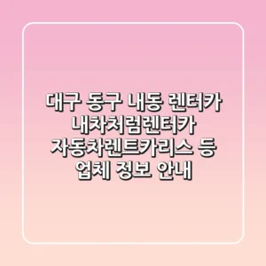 대구 동구 내동 렌터카: 내차처럼렌터카, 자동차렌트카리스 등 업체 정보 안내