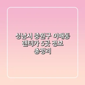 성남시 중원구 이매동 렌터카 5곳 정보 총정리