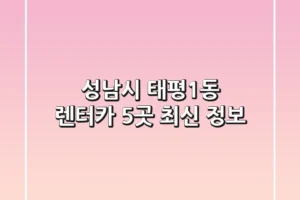 성남시 태평1동 렌터카 5곳 최신 정보