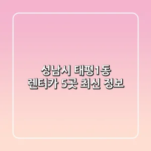 성남시 태평1동 렌터카 5곳 최신 정보