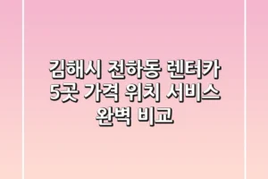 김해시 전하동 렌터카 5곳 가격, 위치, 서비스 완벽 비교