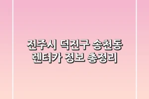 전주시 덕진구 송천동 렌터카 정보 총정리