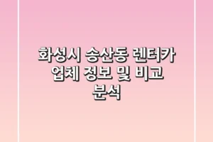 화성시 송산동 렌터카 업체 정보 및 비교 분석
