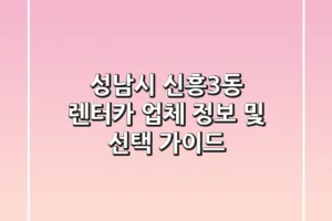성남시 신흥3동 렌터카 업체 정보 및 선택 가이드