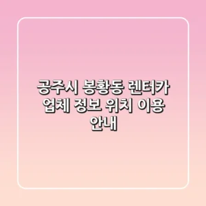 공주시 봉황동 렌터카: 업체 정보, 위치, 이용 안내