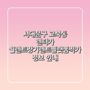 서대문구 교북동 렌터카: 월렌트장기렌트플랫폼직카 정보 안내