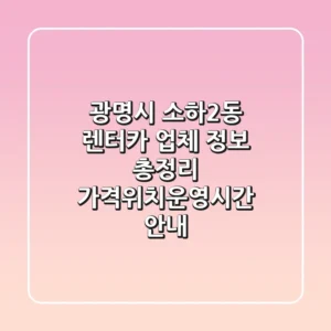 광명시 소하2동 렌터카 업체 정보 총정리 - 가격/위치/운영시간 안내