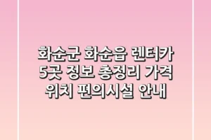 화순군 화순읍 렌터카 5곳 정보 총정리 – 가격, 위치, 편의시설 안내