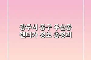 광주시 동구 우산동 렌터카 정보 총정리