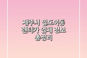 제주시 일도이동 렌터카 업체 정보 총정리