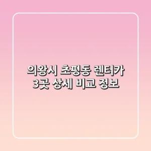 의왕시 초평동 렌터카 3곳 상세 비교 정보
