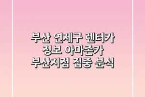 부산 연제구 렌터카 정보 – 아마존카 부산지점 집중 분석