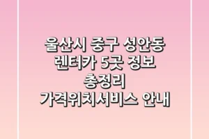 울산시 중구 성안동 렌터카 5곳 정보 총정리 – 가격/위치/서비스 안내