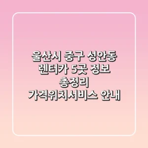 울산시 중구 성안동 렌터카 5곳 정보 총정리 - 가격/위치/서비스 안내