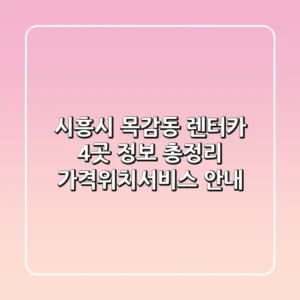 시흥시 목감동 렌터카 4곳 정보 총정리 - 가격/위치/서비스 안내