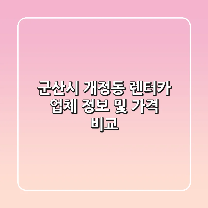 군산시 개정동 렌터카 업체 정보 및 가격 비교