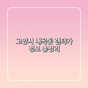 고양시 내곡동 렌터카 정보 총정리
