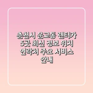 춘천시 운교동 렌터카 5곳 최신 정보 - 위치, 연락처, 주요 서비스 안내
