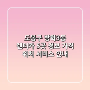 도봉구 방학3동 렌터카 5곳 정보 - 가격, 위치, 서비스 안내