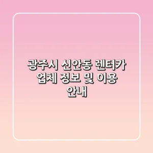 광주시 신안동 렌터카 업체 정보 및 이용 안내