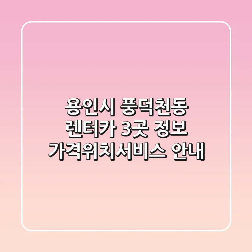 용인시 풍덕천동 렌터카 3곳 정보 - 가격/위치/서비스 안내