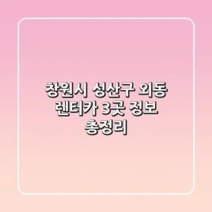 창원시 성산구 외동 렌터카 3곳 정보 총정리