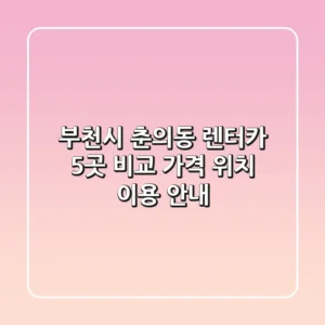 부천시 춘의동 렌터카 5곳 비교 - 가격, 위치, 이용 안내