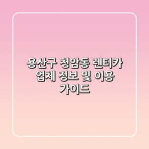 용산구 청암동 렌터카: 업체 정보 및 이용 가이드