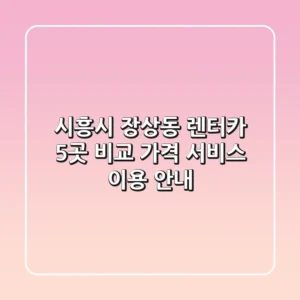 시흥시 장상동 렌터카 5곳 비교: 가격, 서비스, 이용 안내