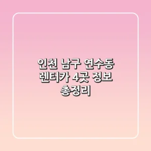 인천 남구 연수동 렌터카 4곳 정보 총정리